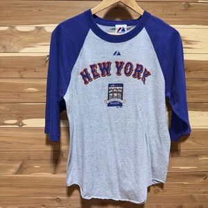 Women’s Majestic New York Mets NYM Inaugural MLB Baseball Raglan T-Shirt M Med
